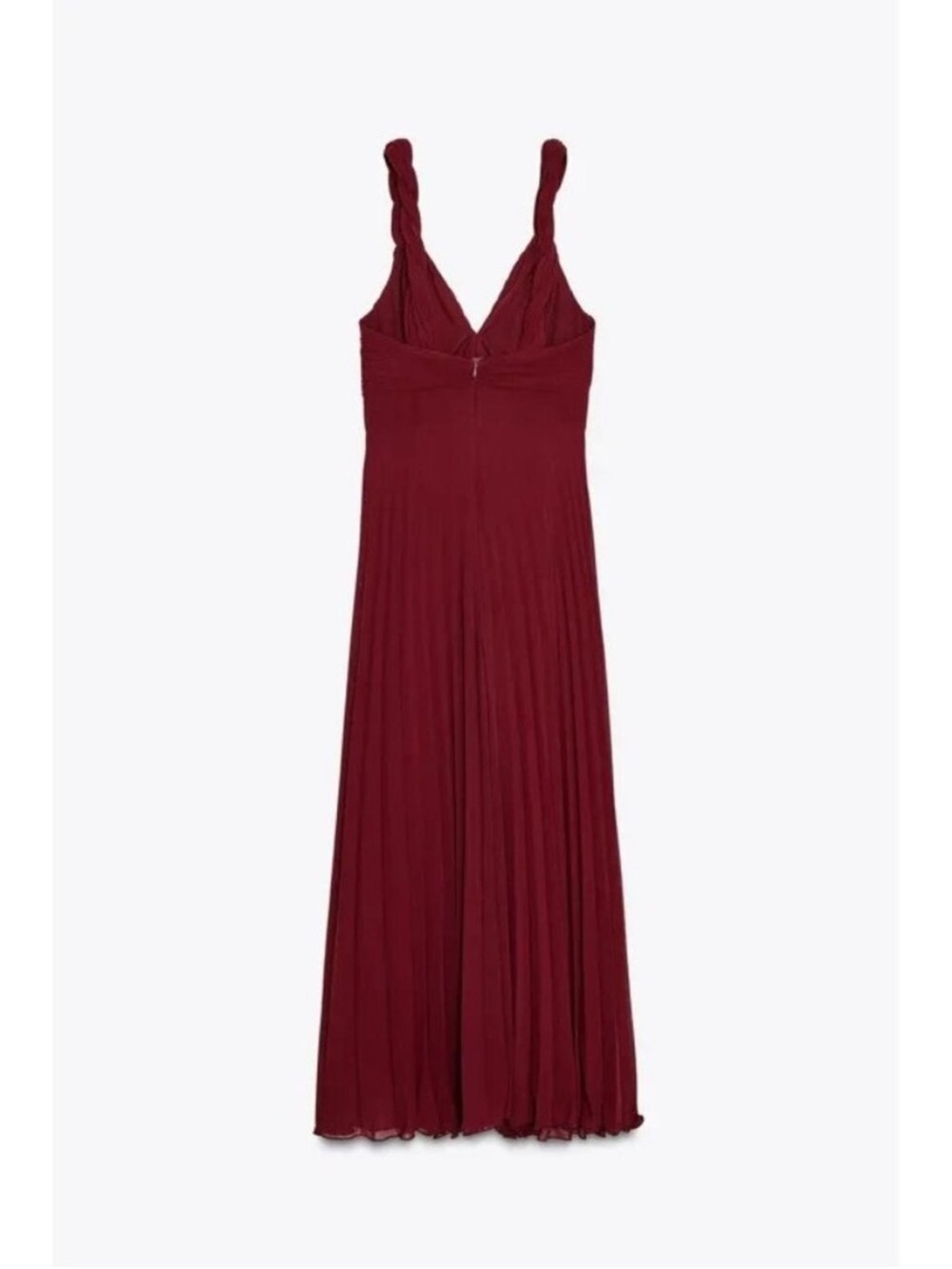 Zara Knot-Shoulder V-Neck Midi Dress in Burgundy - Picture 4 of 6